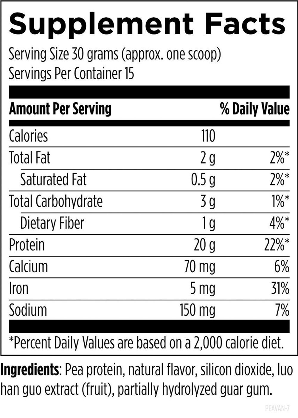 PurePea™ Vanilla, 450 g (1 lb) powder
