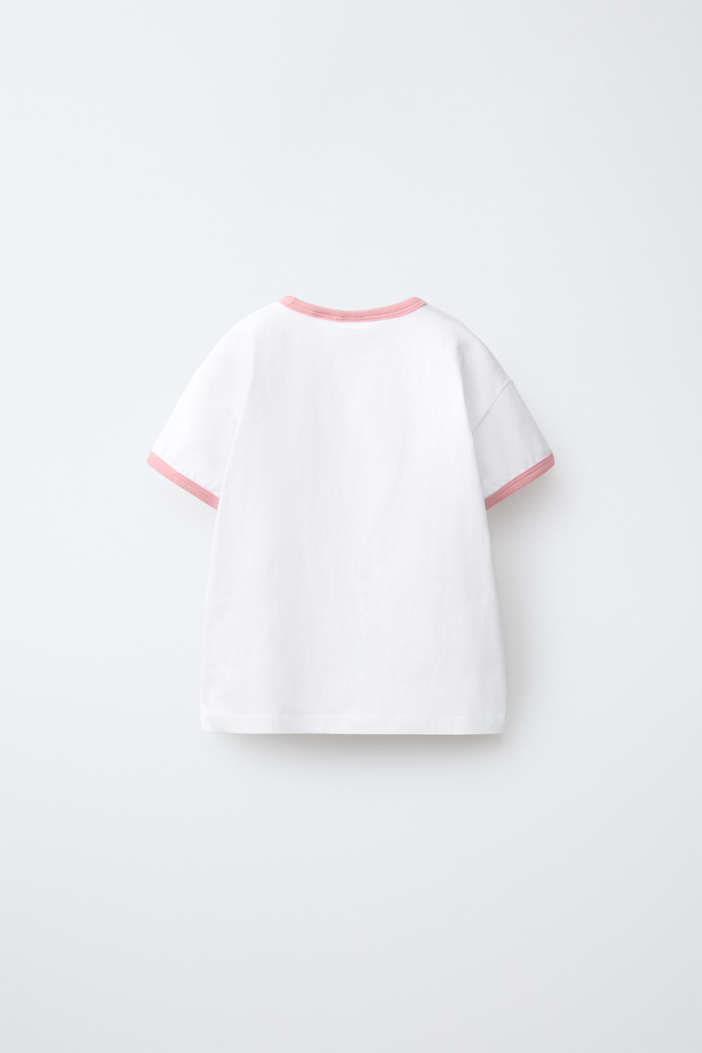 ZARA ФУТБОЛКА С КОНТРАСТНОЙ ВЫШИВКОЙ, БЛЕДНО-РОЗОВЫЙ