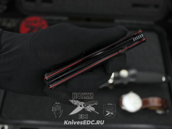 Складной нож НОКС Варан (Black Red) 335-708406 c клинком из стали D2, рукоять G10