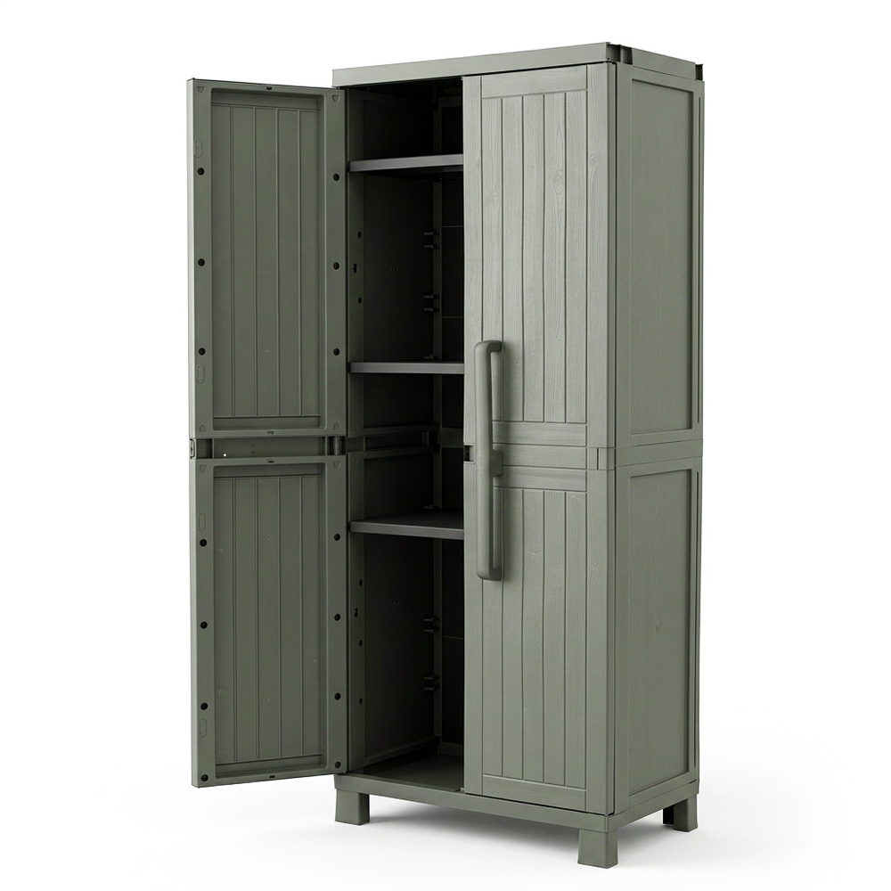 Уличный пластиковый шкаф Toomax Wood Cabinet Shelves olive