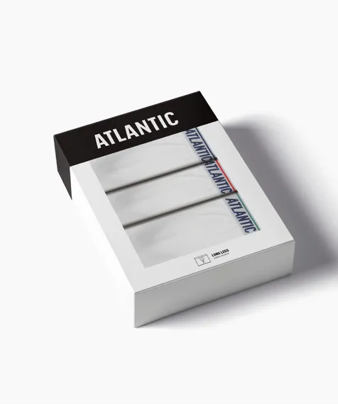 Трусы мужские боксеры удлиненные (3шт) Atlantic 3MH-237, хлопок, белый