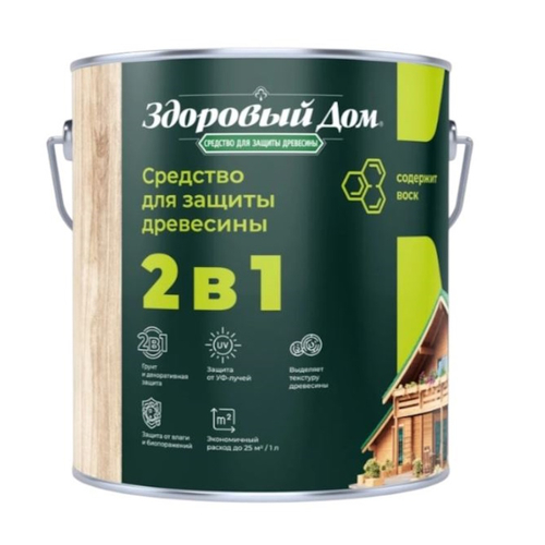 Пропитка деревозащит.ср-во Здоровый Дом  2в1  Дуб  2,7л  (2,3кг)
