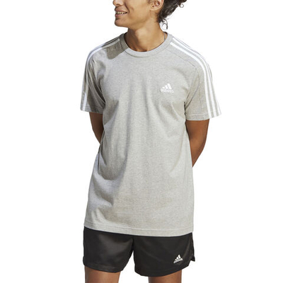 Мужское теннисное поло adidas Essentials Single Jersey 3-Stripes T-Shirt Men - Lightgrey, White