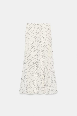 ZARA ЮБКА ИЗ ПОЛУПРОЗРАЧНОЙ ТКАНИ В ГОРОШЕК, БЕЛЫЙ/ЧЕРНЫЙ
