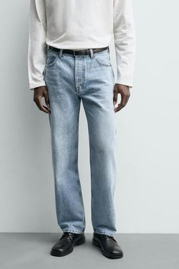 ZARA ДЖИНСЫ STRAIGHT FIT, СИНИЙ