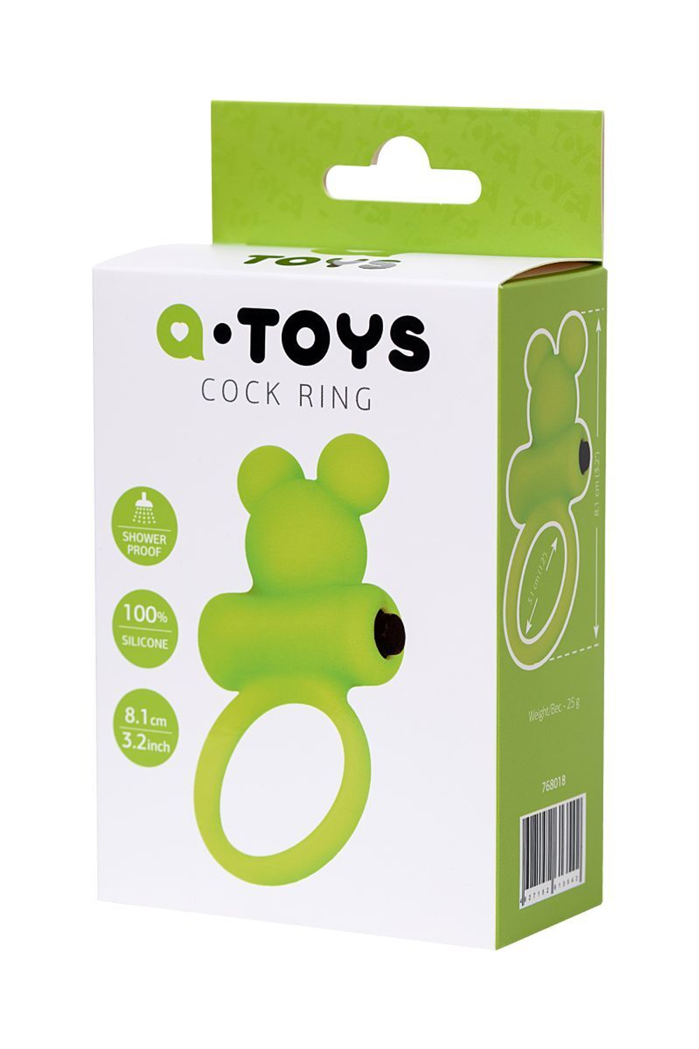 Зеленое виброкольцо на пенис A-Toys (Цвет: зеленый)