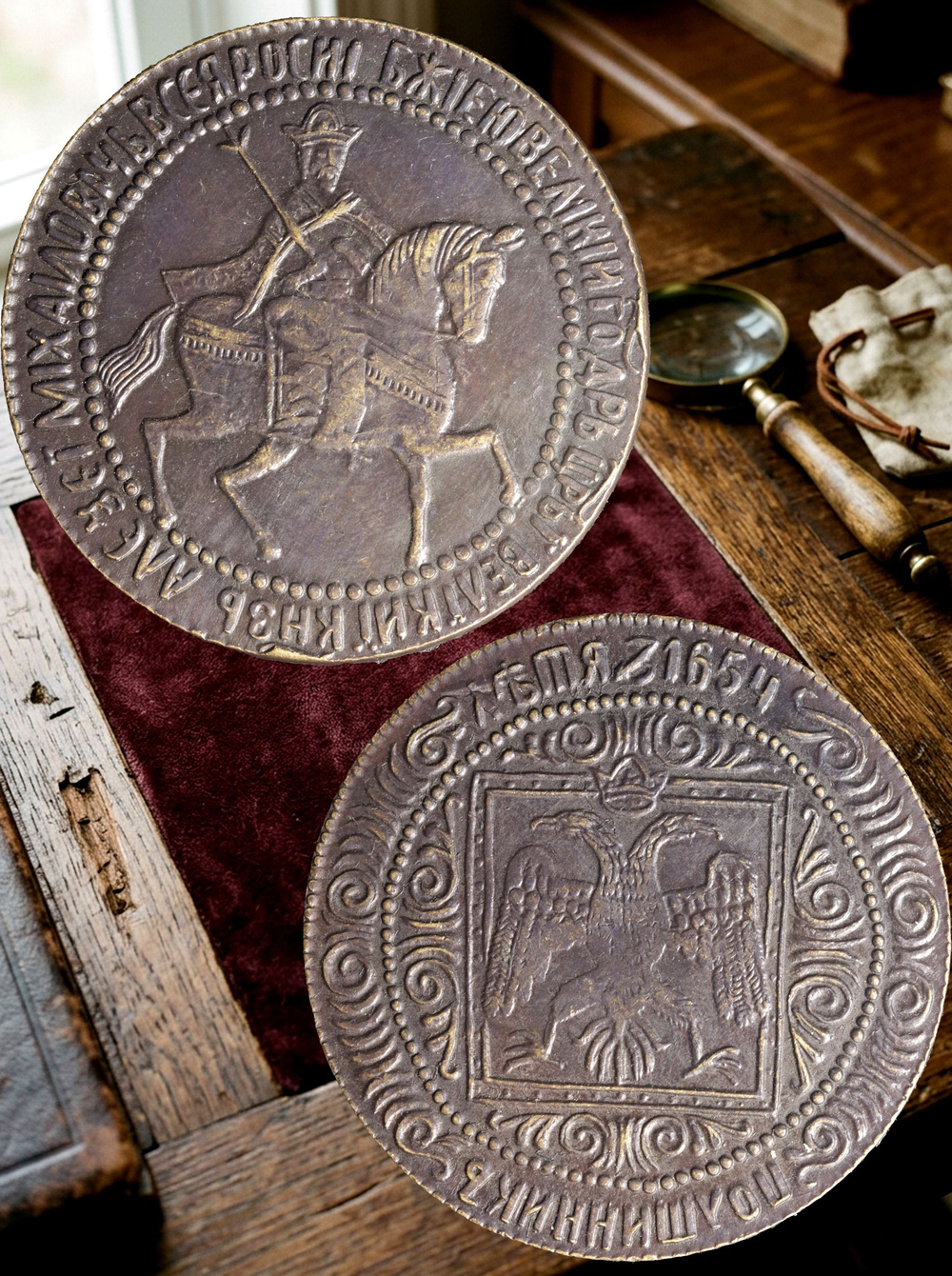 Полтинник 1654 года Алексей Михайлович (Тишайший) Копия монеты полтины медь патина