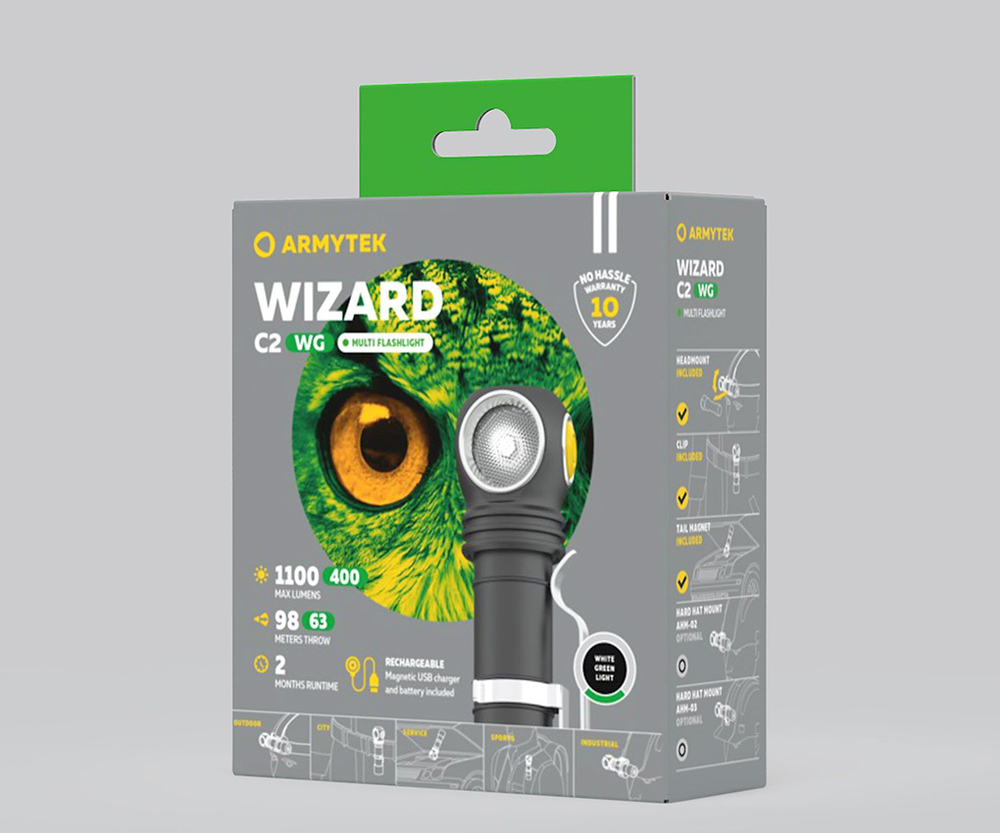 Фонарь Armytek Wizard C2 WG Magnet USB White/Green [F09201C]
