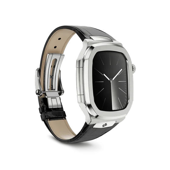 Корпус для Apple Watch ROL45 - Серебристый/Натуральная кожа