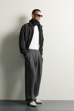 ZARA БРЮКИ COMFORT RELAXED FIT, СЕРЫЙ МЕЛАНЖ