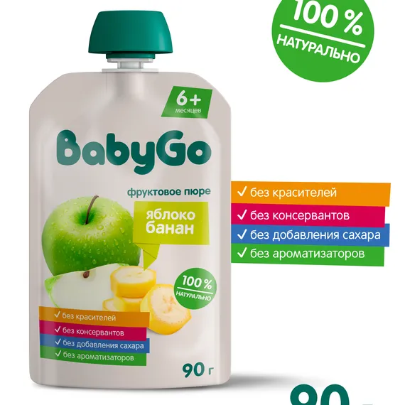 Пюре BabyGo Яблоко-банан с 6 мес 90 г