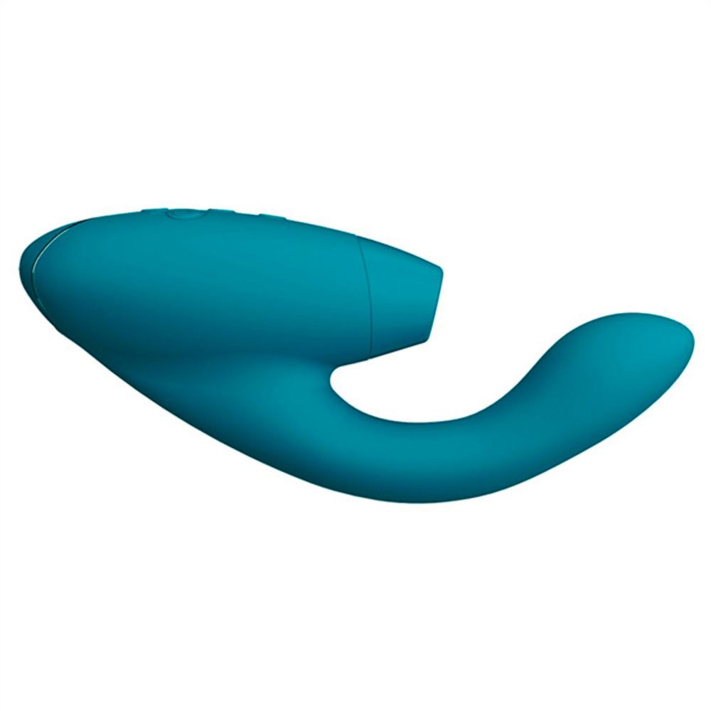 Бирюзовый вибратор 20,3см с вакуумным стимулятором Womanizer Duo 2 Petrol WZ142SG8