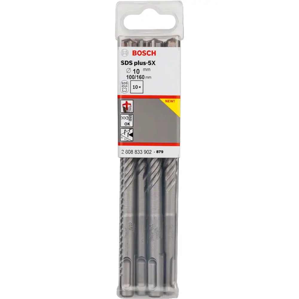 Бур по бетону SDS plus-5X 10x100x160 мм, 10 шт. BOSCH 2608833902