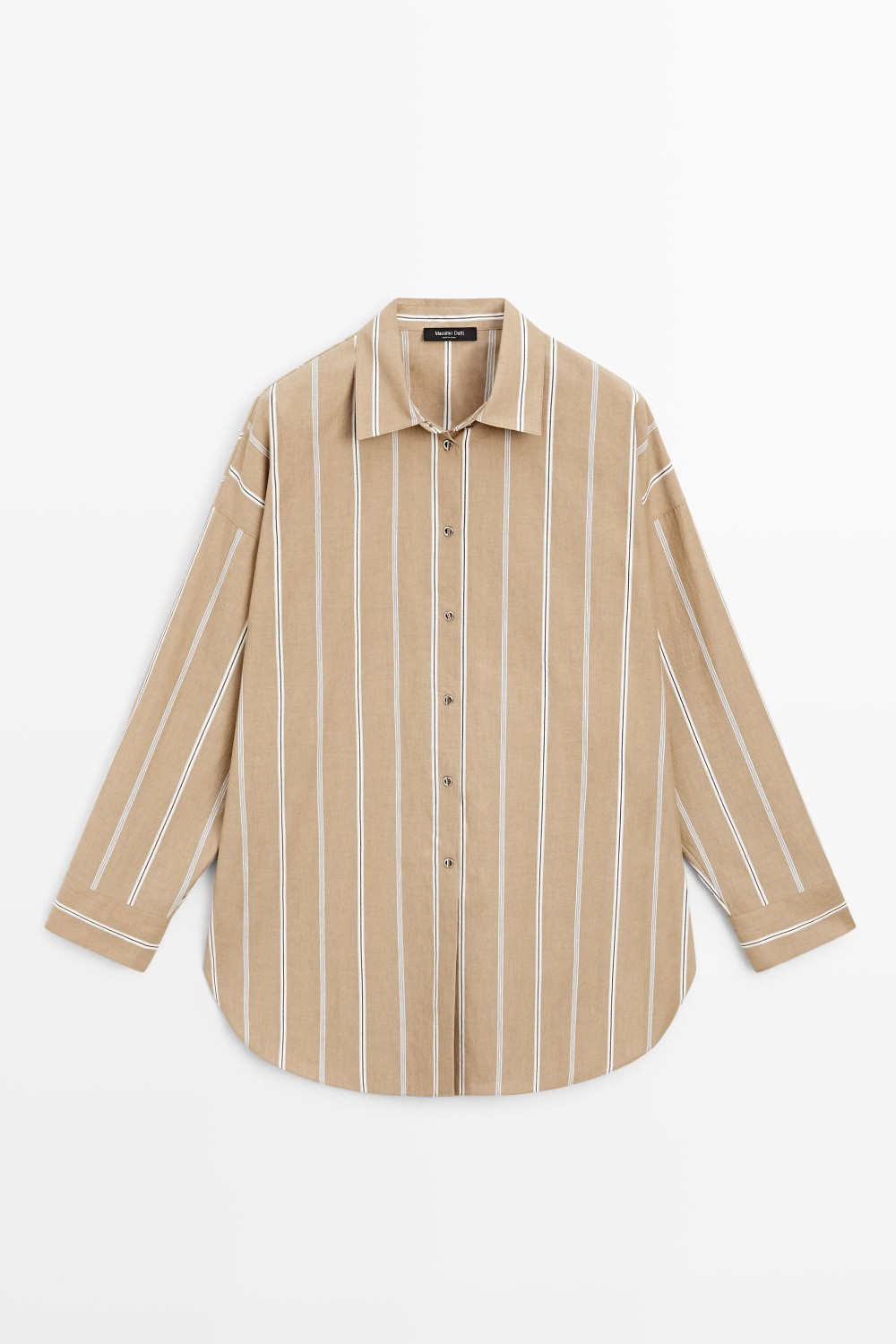 Massimo Dutti Рубашка в полоску с декоративными пуговицами, коричневый
