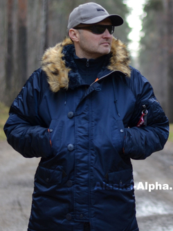Куртка Аляска Alpha Slim Fit N-3B (т. синяя - r.blue/orange) — фото 2