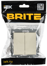 BRITE Выключатель 2-клавишный перекрестный 10А ВС10-2-3-БрКр бежевый IEK