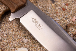 Нож Kizlyar Supreme ATLANTIS AUS-10Co (StoneWash, Walnut Handle, Leather Sheath)