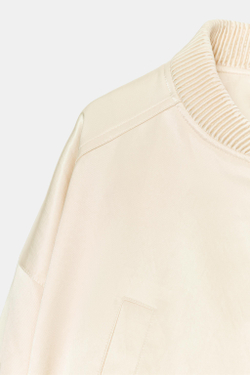 ZARA АТЛАСНЫЙ УКОРОЧЕННЫЙ БОМБЕР, БЕЖЕВЫЙ