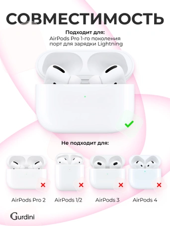 Чехол для Airpods Pro Gurdini прорезиненный soft touch c карабином Ярко Розовый