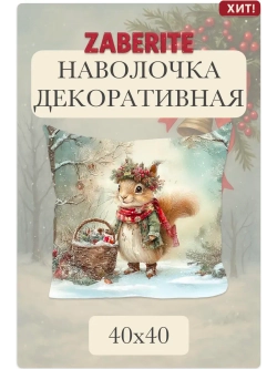 Наволочка декоративная 40х40 Бельчонок Никодим велюр