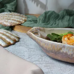 Блюдо овальное 24*12,5 см h5,5 см 210 мл для закусок Pearl Sea Stone с ручками Frutti di Mare [4]