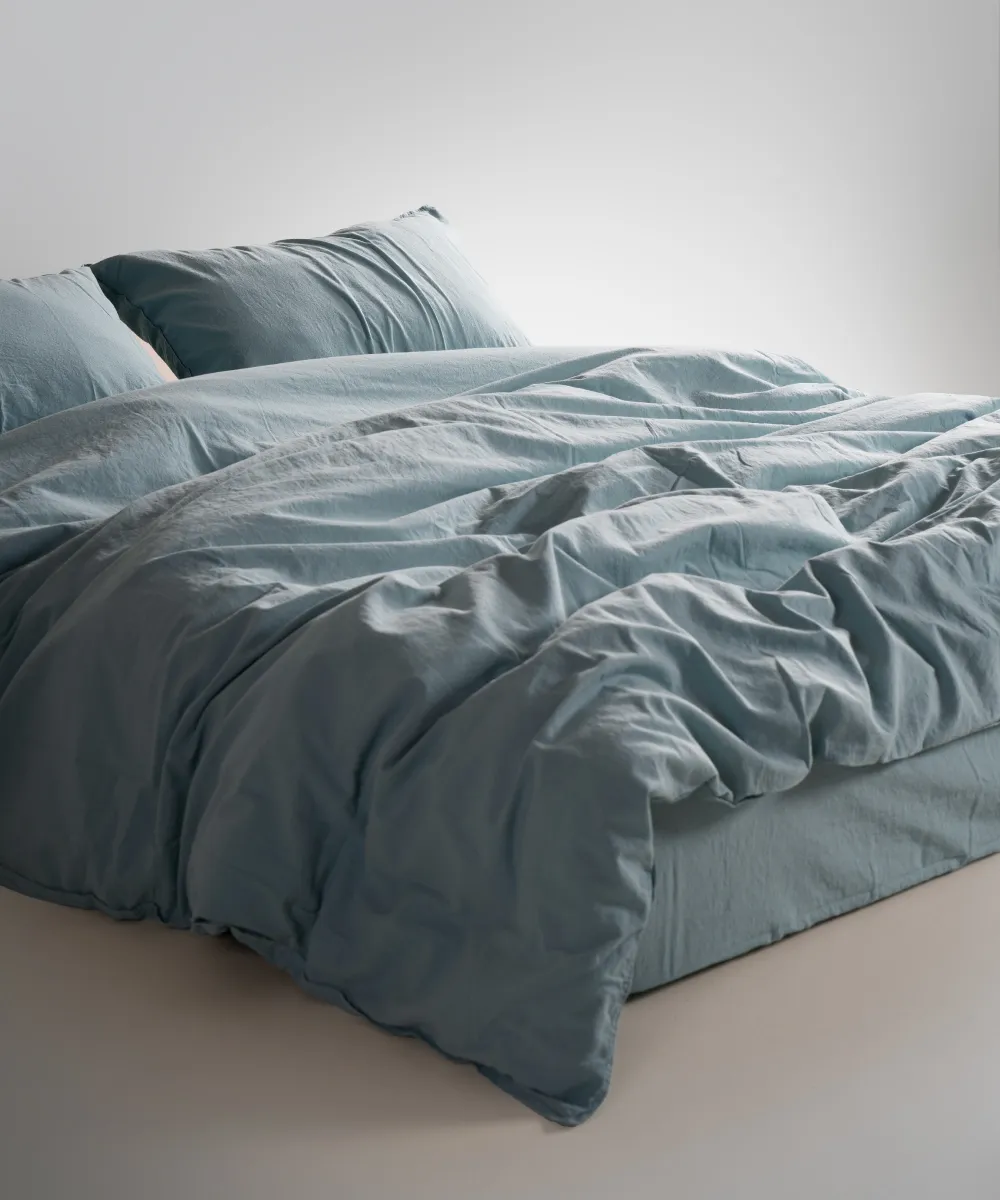 Lımasso КПБ 4 пр. Stonewashed Standart Mineral Blue пододеяльник 200*220, простынь 240*260, наволочки 50*70 2шт — фото 7