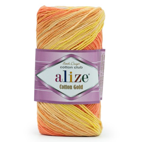 Пряжа Alize (Ализе) Cotton Gold Batik / уп.5 мот. по 100г, 330м, 7687 секционный