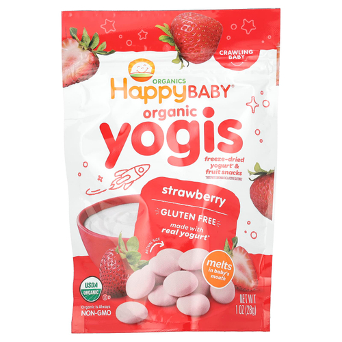 Happy Family Organics, Happy Baby®, органический йогурт, сублимированный йогурт и фруктовые снеки, для крошка, клубника, 28 г (1 унция)