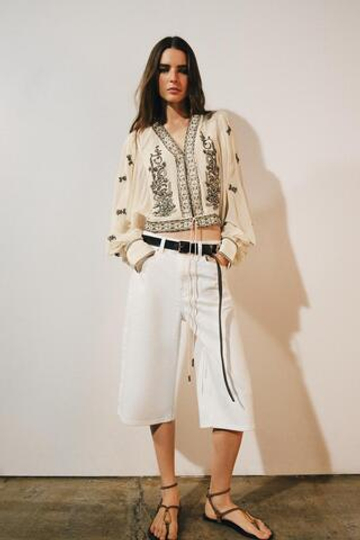 ZARA БЛУЗА С ВЫШИВКОЙ И БУСИНАМИ — ZW COLLECTION, ЭКРЮ