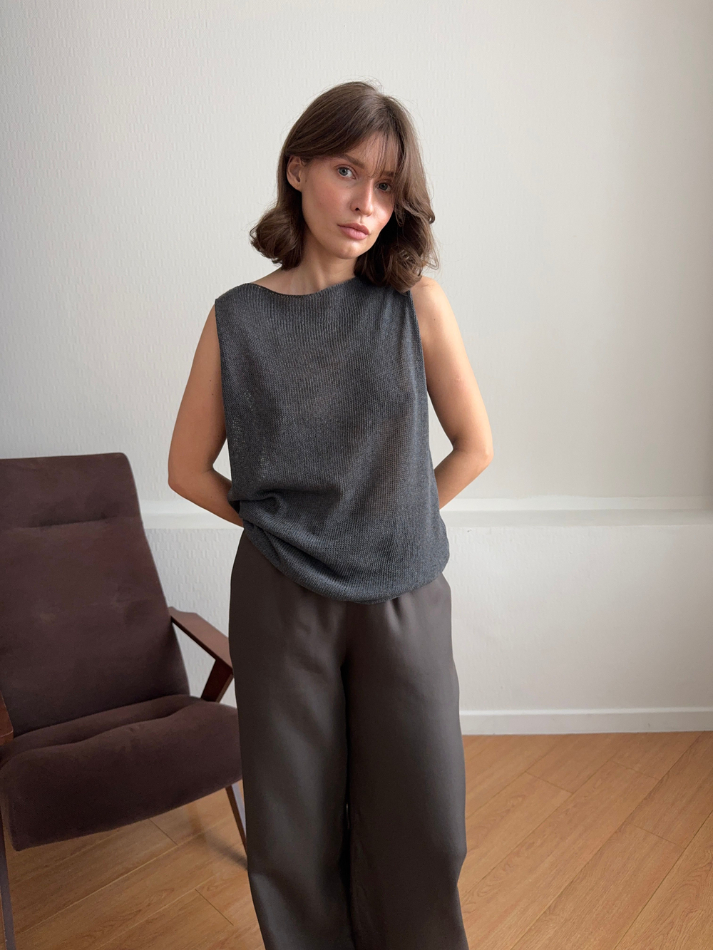 топ PE cotton grey