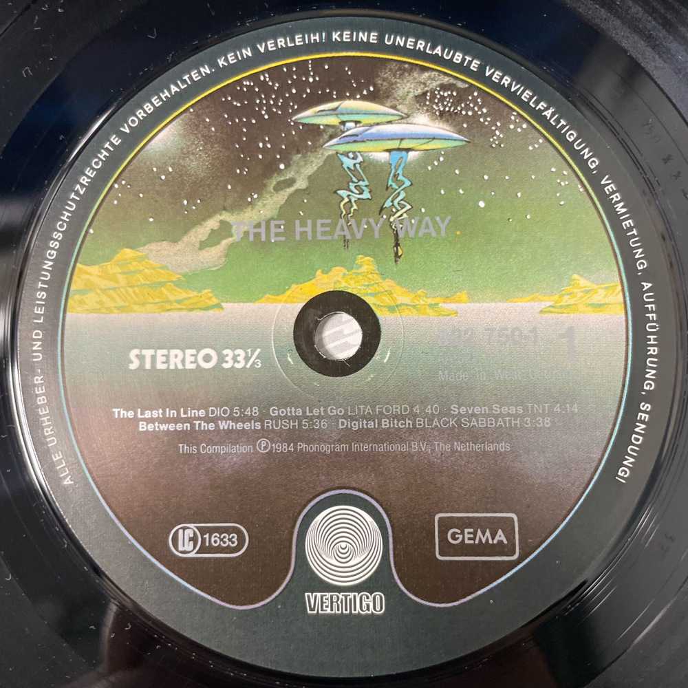 Винтажная виниловая пластинка LP Сборник Хард Рока The Heavy Way (Германия 1984) (Dio, Lita Ford, Rush, Bon Jovi и др)