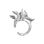 Кольцо с пламенными листьями и фианитами — Caviar Jewellery, серебро