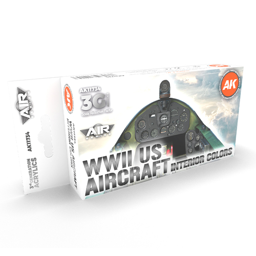 Набор красок AK interactive WWII US Aircraft Interior Colors Set 3G, 6 красок