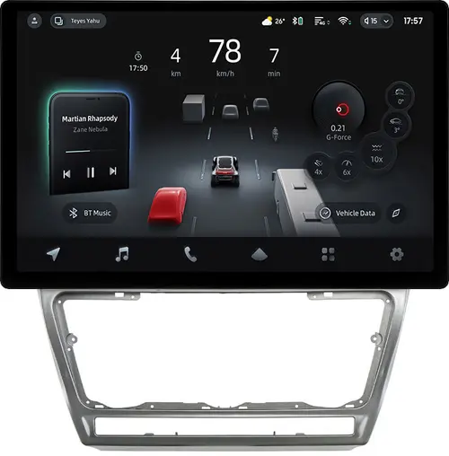 Магнитола для Skoda Octavia A5 2004-2013 (рамка серебро) - Teyes CC4-PRO монитор 13" 2K QLED на Android 13, Быстрейшая, Snapdragon 778G, ИИ, CarPlay, DSP, 4G SIM-слот