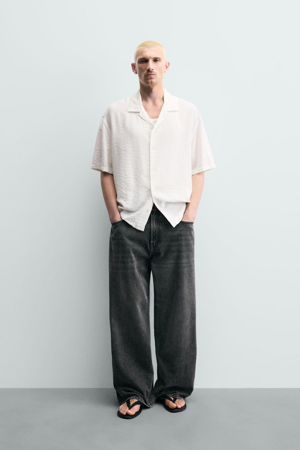 РУБАШКА REGULAR FIT ИЗ СТРУЯЩЕЙСЯ ТКАНИ — ZARA