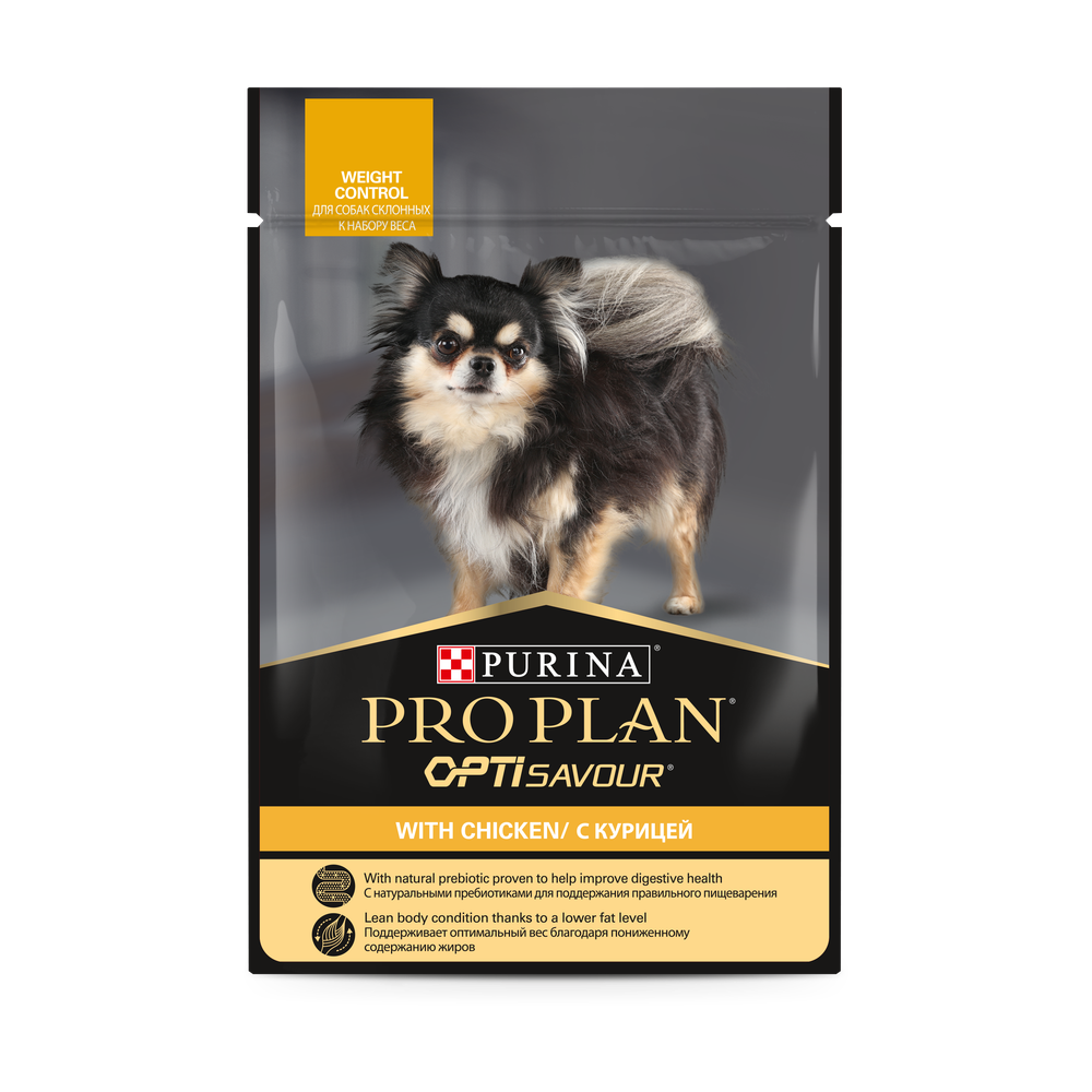 Pro plan корм консервированный для взрослых собак кусочки в соусе курица мелкие породы контроль веса