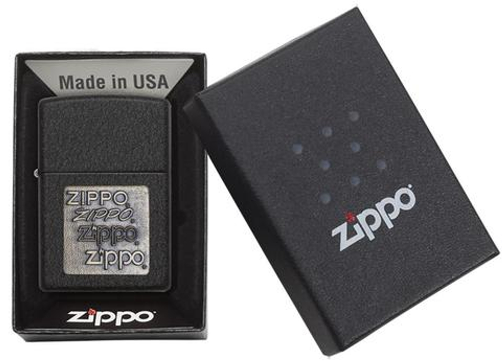 Зажигалка Zippo с покрытием Black Crackle, латунь/сталь, чёрная, матовая, 36x12x56 мм