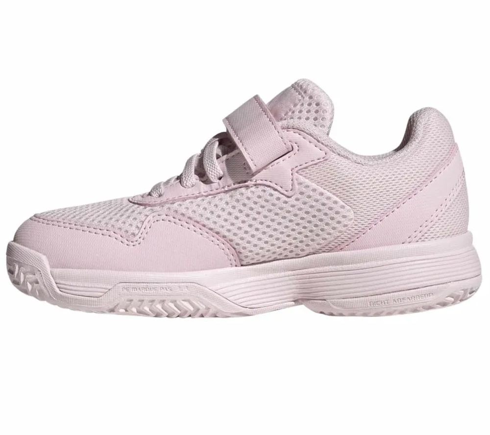 Детские Кроссовки теннисные  Adidas Courtflash K - distilled pink/cloud white/distilled pink