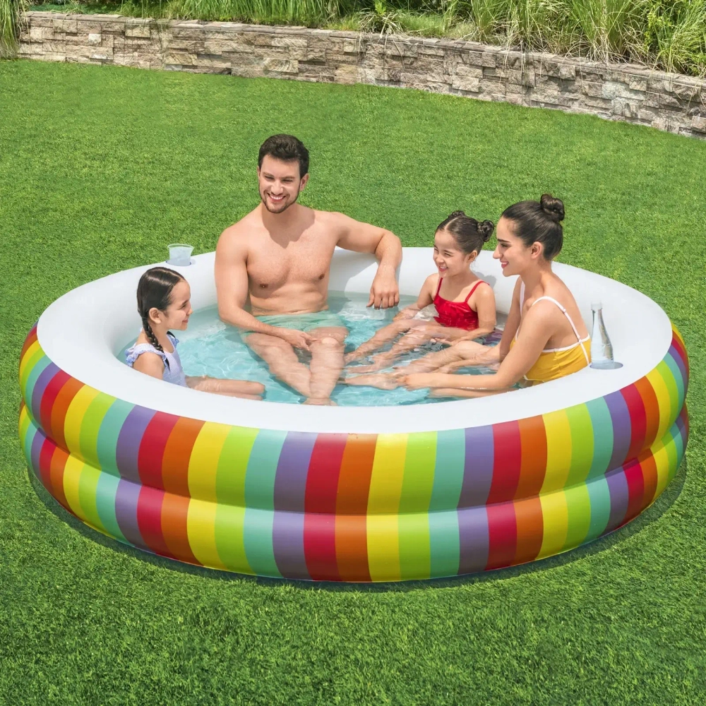 Бассейн надувной круглый 206*51 см Rainbow Dreams Family Pool Bestway (54443)