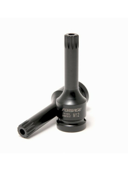 Головка-бита SPLINE глубокая ударная1/2'', M12 с отверстием Forsage F-24807812T