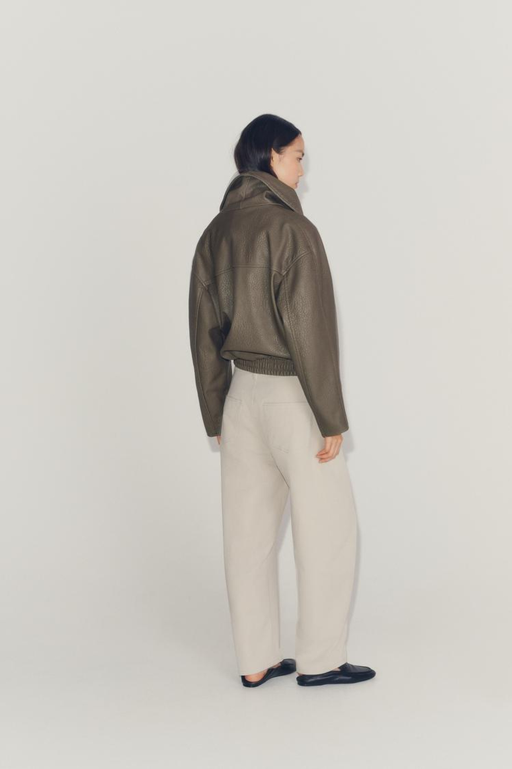 ZARA КУРТКА ИЗ ИСКУССТВЕННОЙ КОЖИ — ZW COLLECTIO, СЕРЫЙ