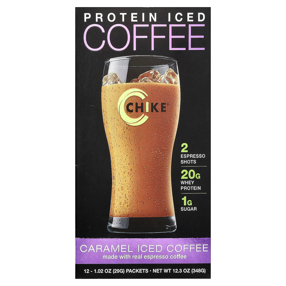 Chike Nutrition, Кофе со льдом с высоким содержанием протеина, карамель, 12 пакетиков по 30 г (1,06 унции)