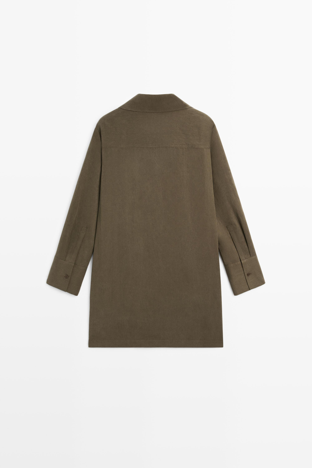 Massimo Dutti Короткое платье-рубашка с карманами, хаки