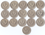 Комплект монет (16шт.) 20 копеек, 1961,62,78-91м, XF-UNC
