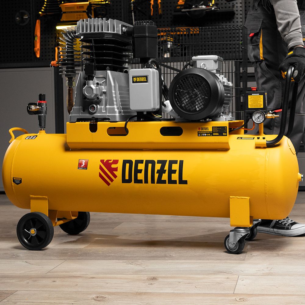 Компрессор масляный воздушный Denzel BCI4000-T/100, 4.0 кВт, 100 л, 690 л/мин, ременный привод
