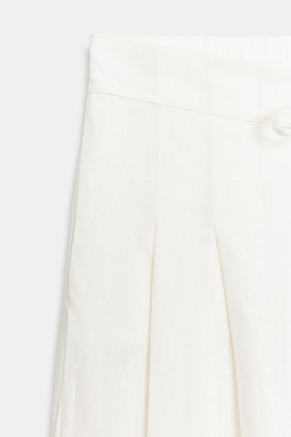 ZARA ШИРОКИЕ БРЮКИ С ЗАЩИПАМИ, ЖЕЛТОВАТО-БЕЛЫЙ