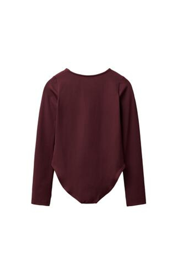 ZARA ОДНОТОННОЕ БОДИ С ДЛИННЫМИ РУКАВАМИ, БУРГУНДИ