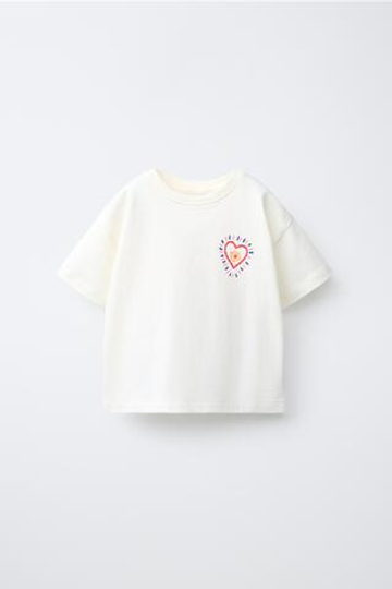 ZARA ФУТБОЛКА С НАДПИСЬЮ, БЕЛЫЙ