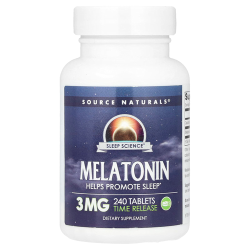 Source Naturals, мелатонин, замедленное высвобождение, 3 мг, 240 таблеток