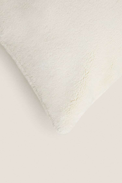 ZARA HOME ОДНОТОННЫЙ ЧЕХОЛ ДЛЯ ДЕКОРАТИВНОЙ ПОДУШКИ ИЗ ФЛИСА, КРЕМОВЫЙ